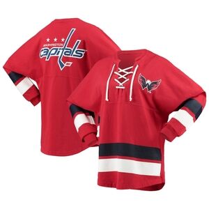 Washington Capitals Lace Up Spirit Jersey Long Sleeve Tshirt Small NWOT UNISEX